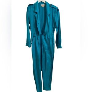 VTG Joan Walter’s Teal Long-Sleeve Women's Jumpsuit- Sz 10- SO GREAT!